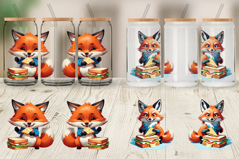 Glass Can Fox with Sandwich Sublimation artnoy 