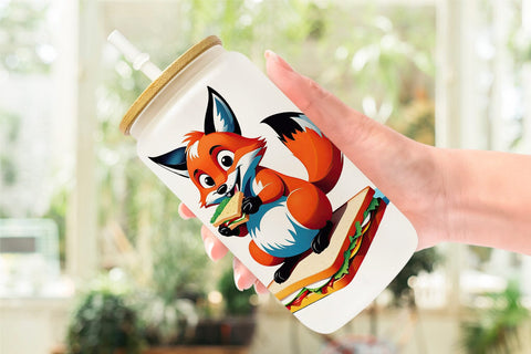 Glass Can Fox with Sandwich Sublimation artnoy 