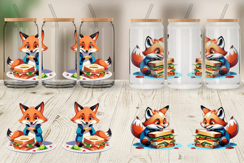 Glass Can Fox with Sandwich Sublimation artnoy 