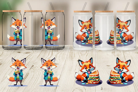 Glass Can Fox with Sandwich Sublimation artnoy 