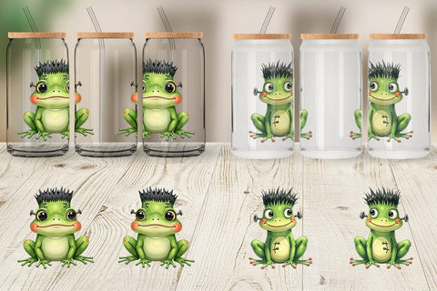 Glass Can Frankenstein Frog Sublimation artnoy 