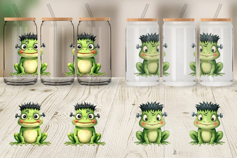 Glass Can Frankenstein Frog Sublimation artnoy 