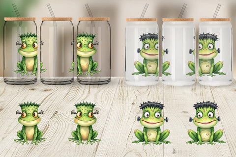 Glass Can Frankenstein Frog Sublimation artnoy 