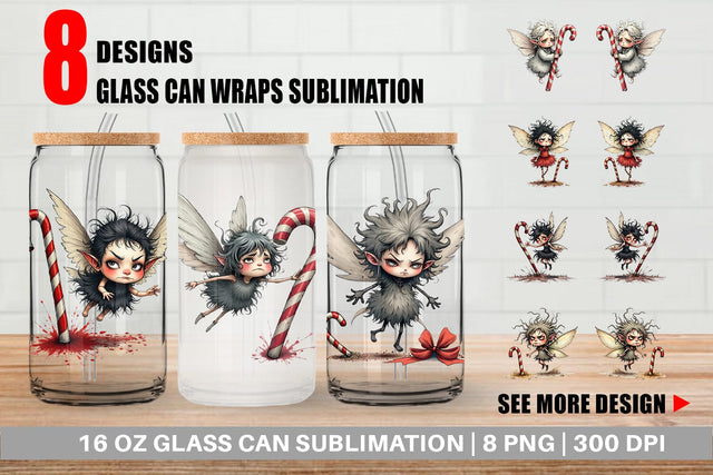 Glass Can Frazzled Sugar Plum Fairy Sublimation artnoy 