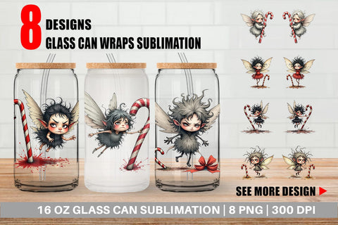 Glass Can Frazzled Sugar Plum Fairy Sublimation artnoy 
