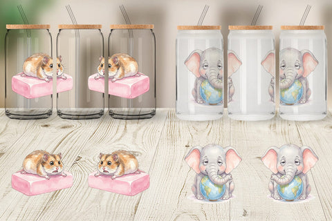 Glass Can Friday Burnout Animal Watercolor Sublimation artnoy 