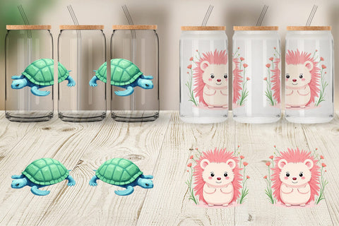 Glass Can Friendly Cute Animals Sublimation artnoy 