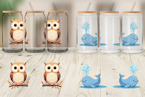 Glass Can Friendly Cute Animals Sublimation artnoy 