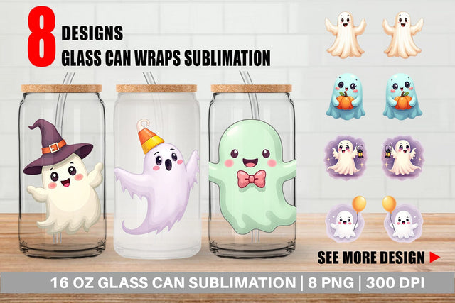 Glass Can Friendly Ghosts Sublimation artnoy 