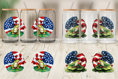 Glass Can Frog 4th of July Sublimation artnoy 