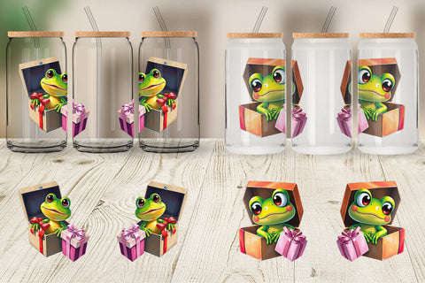Glass Can Frog Gift Sublimation artnoy 