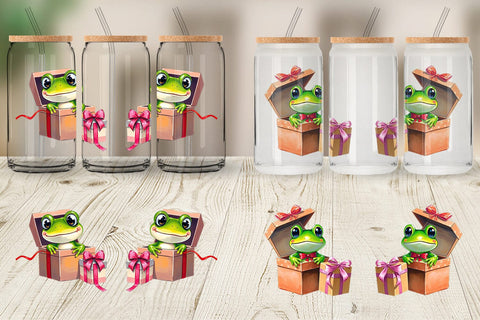 Glass Can Frog Gift Sublimation artnoy 