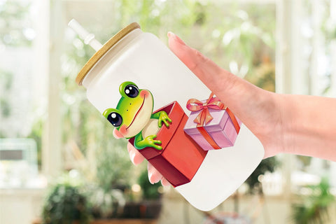Glass Can Frog Gift Sublimation artnoy 