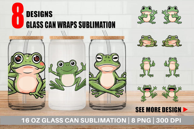 Glass Can Frog Mood Sublimation artnoy 