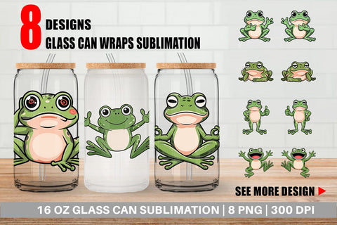 Glass Can Frog Mood Sublimation artnoy 