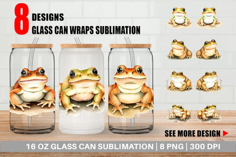 Glass Can Frog Wildlife Sublimation artnoy 