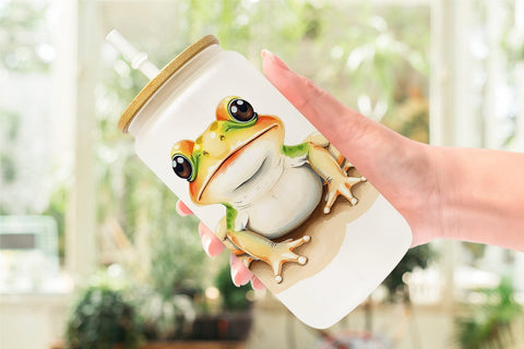 Glass Can Frog Wildlife Sublimation artnoy 