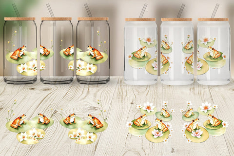 Glass Can Frog with Lily Pads Sublimation artnoy 