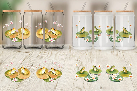 Glass Can Frog with Lily Pads Sublimation artnoy 