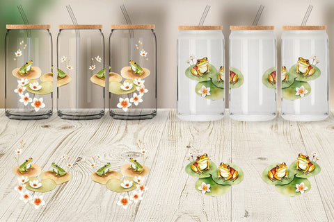 Glass Can Frog with Lily Pads Sublimation artnoy 