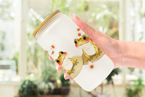 Glass Can Frog with Lily Pads Sublimation artnoy 