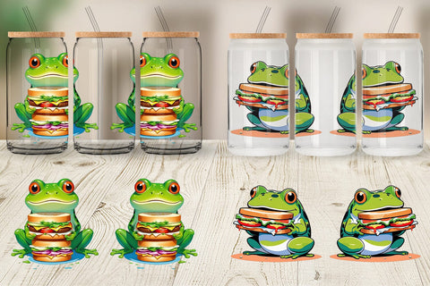 Glass Can Frog with Sandwich Sublimation artnoy 