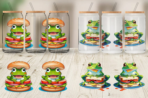 Glass Can Frog with Sandwich Sublimation artnoy 