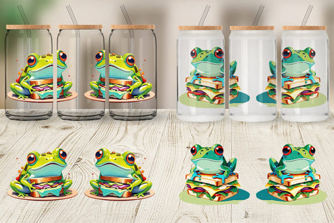 Glass Can Frog with Sandwich Sublimation artnoy 