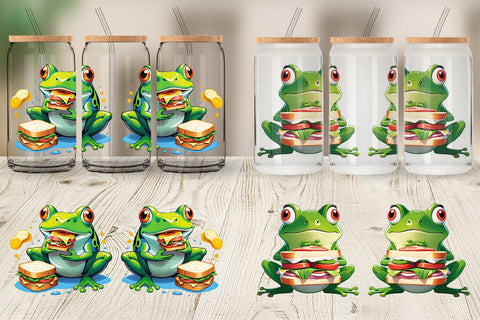 Glass Can Frog with Sandwich Sublimation artnoy 