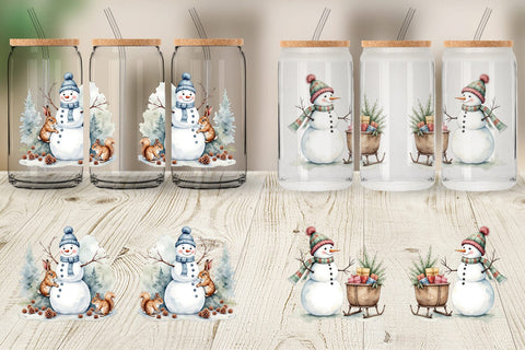 Glass Can Frosty Friends Sublimation artnoy 