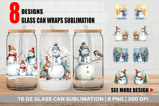 Glass Can Frosty Friends Sublimation artnoy 