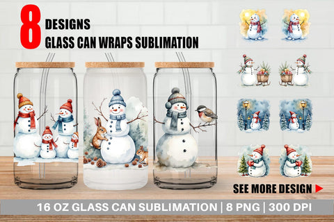 Glass Can Frosty Friends Sublimation artnoy 