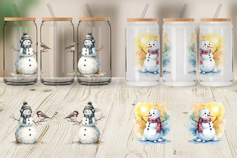 Glass Can Frosty Friends Sublimation artnoy 