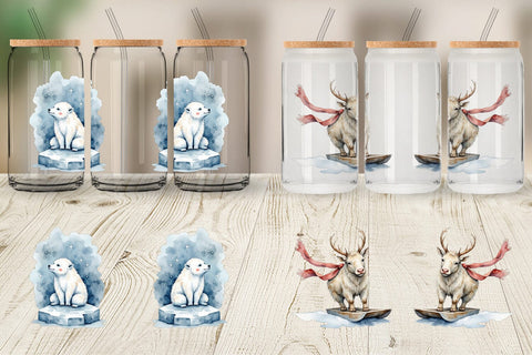 Glass Can Frosty Yeti Friends Sublimation artnoy 