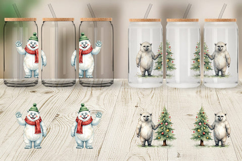 Glass Can Frosty Yeti Friends Sublimation artnoy 
