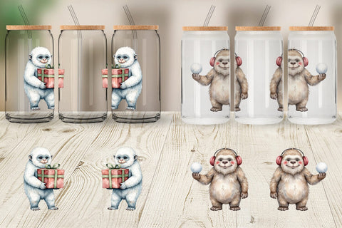 Glass Can Frosty Yeti Friends Sublimation artnoy 