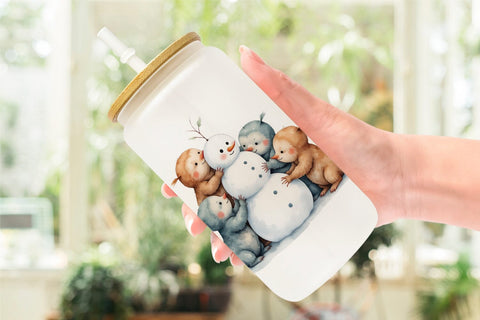 Glass Can Frosty Yeti Friends Sublimation artnoy 