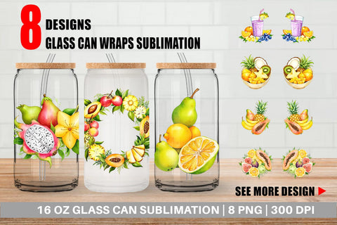 Glass Can Fruit Fiesta Sublimation artnoy 