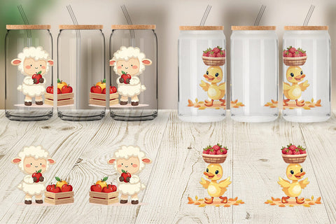 Glass Can Fruit Harvest Babies Sublimation artnoy 