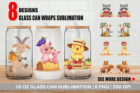 Glass Can Fruit Harvest Babies Sublimation artnoy 