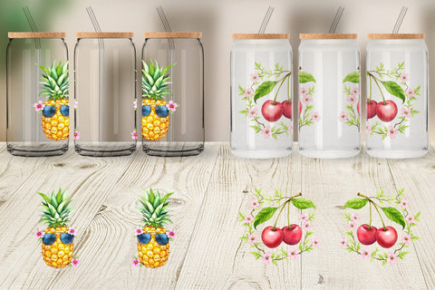 Glass Can Fruit Picnic Sublimation artnoy 