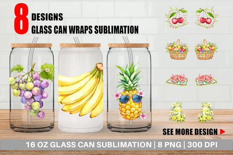 Glass Can Fruit Picnic Sublimation artnoy 