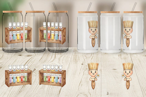 Glass Can Funky Art Science Mascot Watercolor Sublimation artnoy 