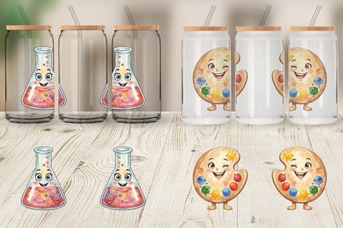 Glass Can Funky Art Science Mascot Watercolor Sublimation artnoy 