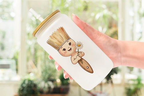 Glass Can Funky Art Science Mascot Watercolor Sublimation artnoy 