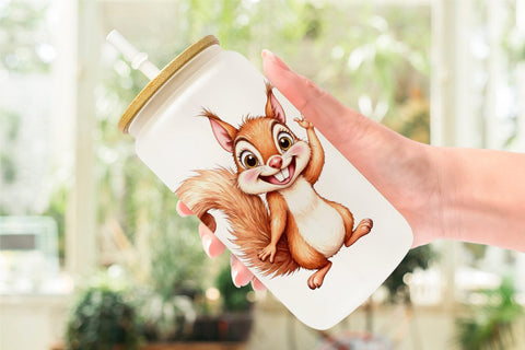 Glass Can Funny Animal Faces Sublimation artnoy 