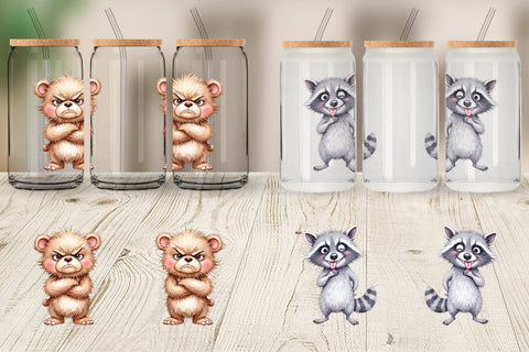 Glass Can Funny Animal Faces Sublimation artnoy 