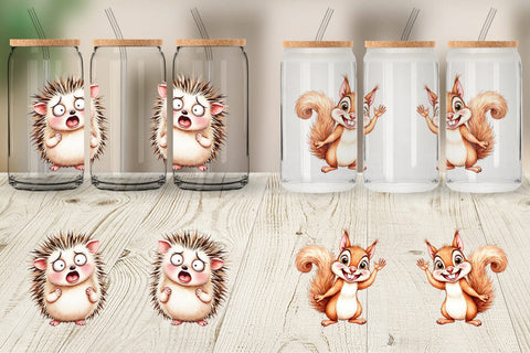 Glass Can Funny Animal Faces Sublimation artnoy 