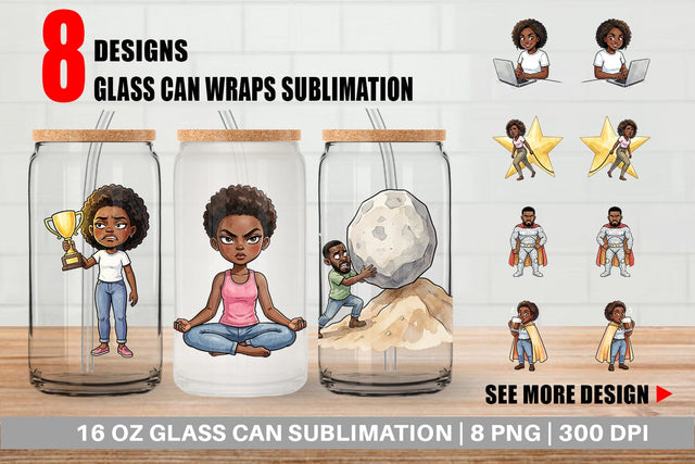 Glass Can Funny Black Excellence Sublimation artnoy 