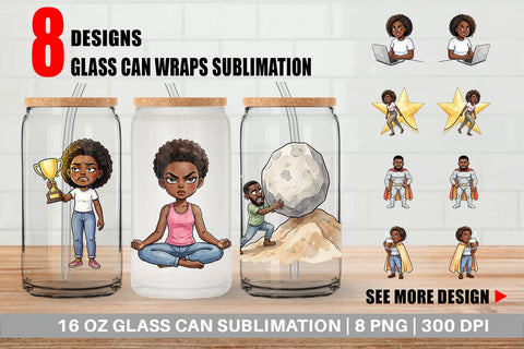 Glass Can Funny Black Excellence Sublimation artnoy 